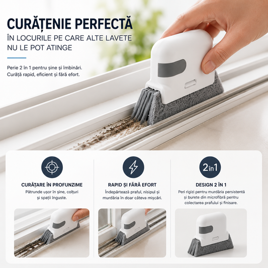 TrackBrush™ – Perie 2 în 1 pentru Șine și Îmbinări